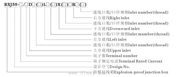 BXJ-59不銹鋼防爆接線箱(e)型號說明