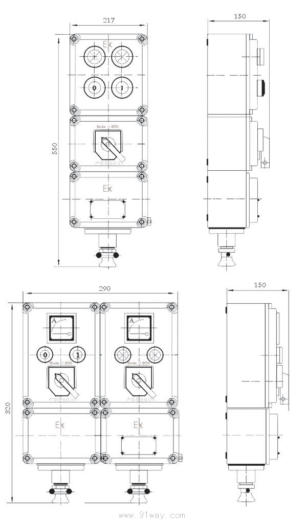 BXK58-系列防爆控制箱(ⅡB ⅡC)外形尺寸