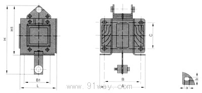 MQ5(SA系列)系列交流牽引電磁鐵安裝尺寸