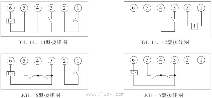 JGL-10系列靜態(tài)型過流繼電器接線圖
