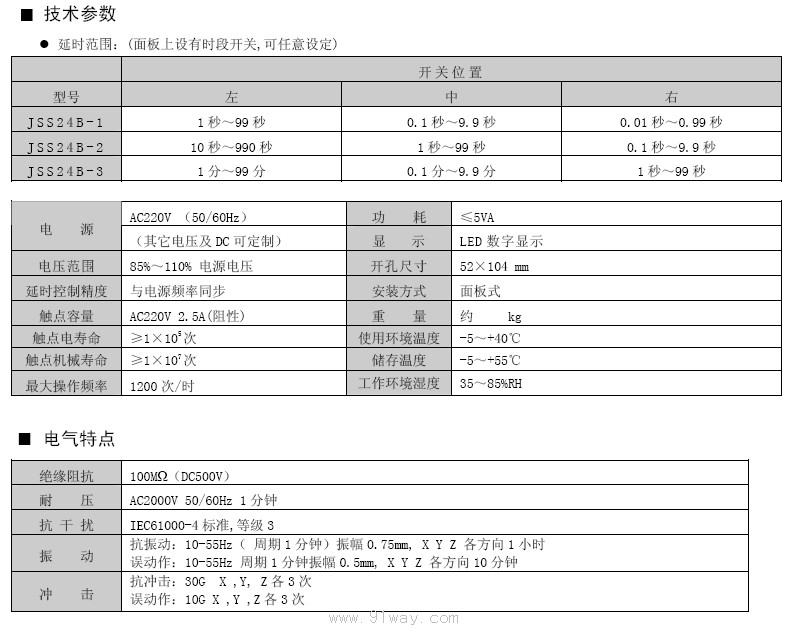 JSS24系列智能型時(shí)間繼電器技術(shù)參數(shù)