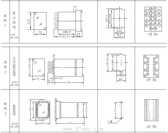 SSJ-21A型靜態(tài)時(shí)間繼電器安裝尺寸3