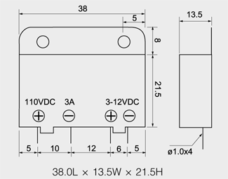 YJGX-6FA單相電路板式交流固態繼電器安裝尺寸