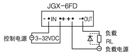 YJGX-6FD單相電路板式直流固態繼電器接線圖