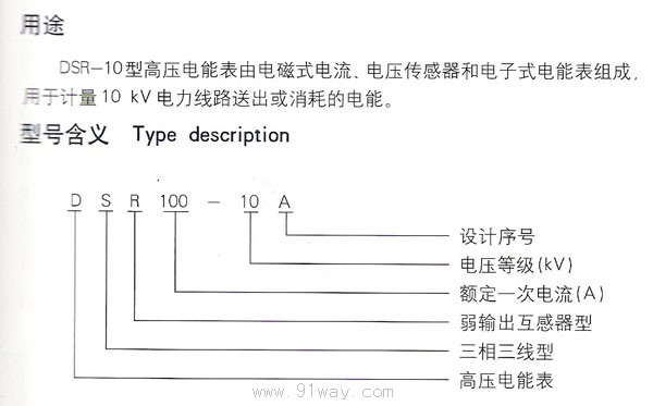 DSR-10型高壓電能表型號說明