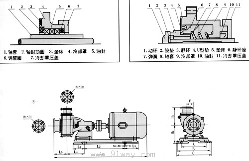PUH系列而腐耐麻工程塑料離心泵安裝示意圖