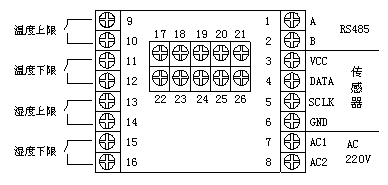 THC-01型溫濕度控制器接線圖