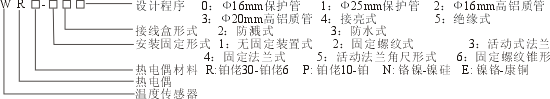 WR系列溫度傳感器型號說明