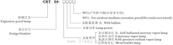 CBT56系列防爆泛光燈(ⅡB)選型說明