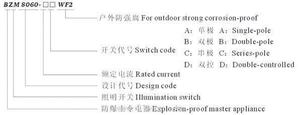 BZM8060系列防爆防腐照明開關(guān)選型說(shuō)明