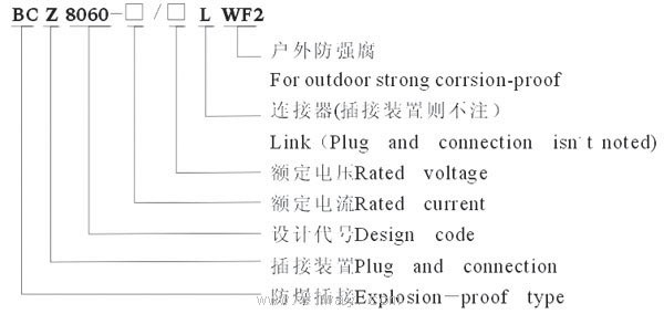 BCZ8060系列防爆插接裝置(ⅡC)型號(hào)說明