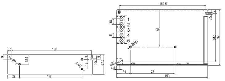 S-50型開關電源外形尺寸