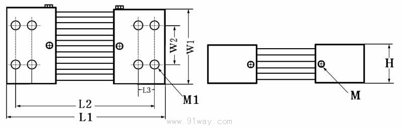 2000-2500A系列分流器安裝尺寸1